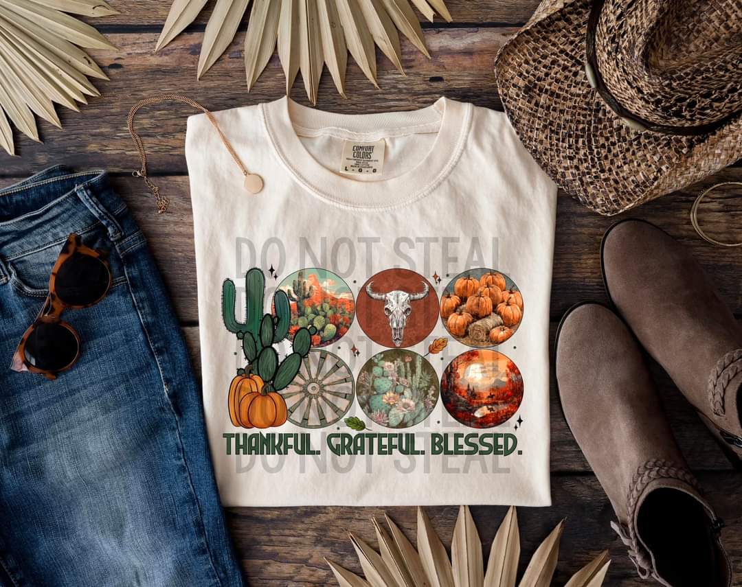 Thankful. Grateful. Blessed. (western) 774 DTF TRANSFER