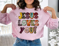 Jesus loves you (dark colors) 592 DTF TRANSFER