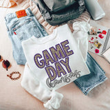 Game Day Kansas Embroidery Purple Grey Leopard 7554 DTF transfer