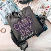 Game Day Kansas Embroidery Purple Grey Leopard 7554 DTF transfer