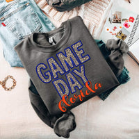 Game Day Florida Embroidery Blue Orange Leopard 7552 DTF transfer