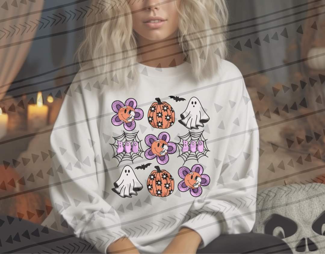 Retro ghost and pumpkin collage 2672 DTF TRANSFER