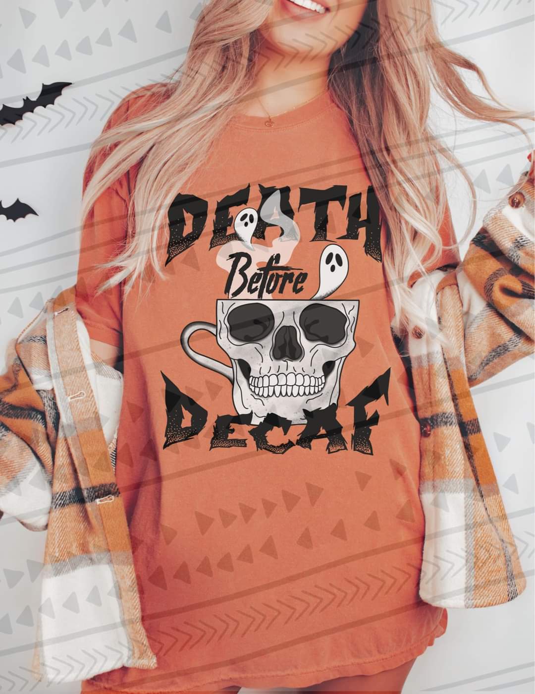 Death before decaf skull cup 2652 DTF TRANSFER