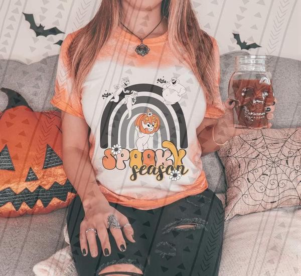 Spooky season groovy ghosts black rainbow 2644 DTF TRANSFER