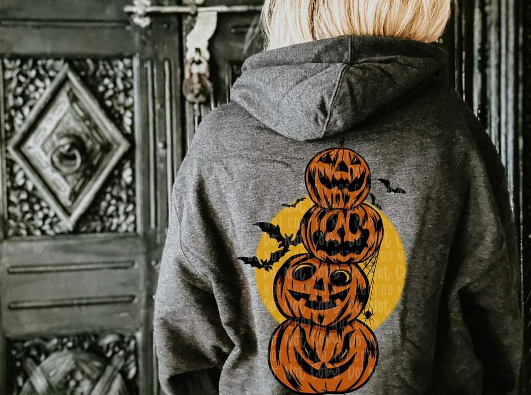 Stacked spooky pumpkins (moon and bats) 2529 DTF TRANSFER