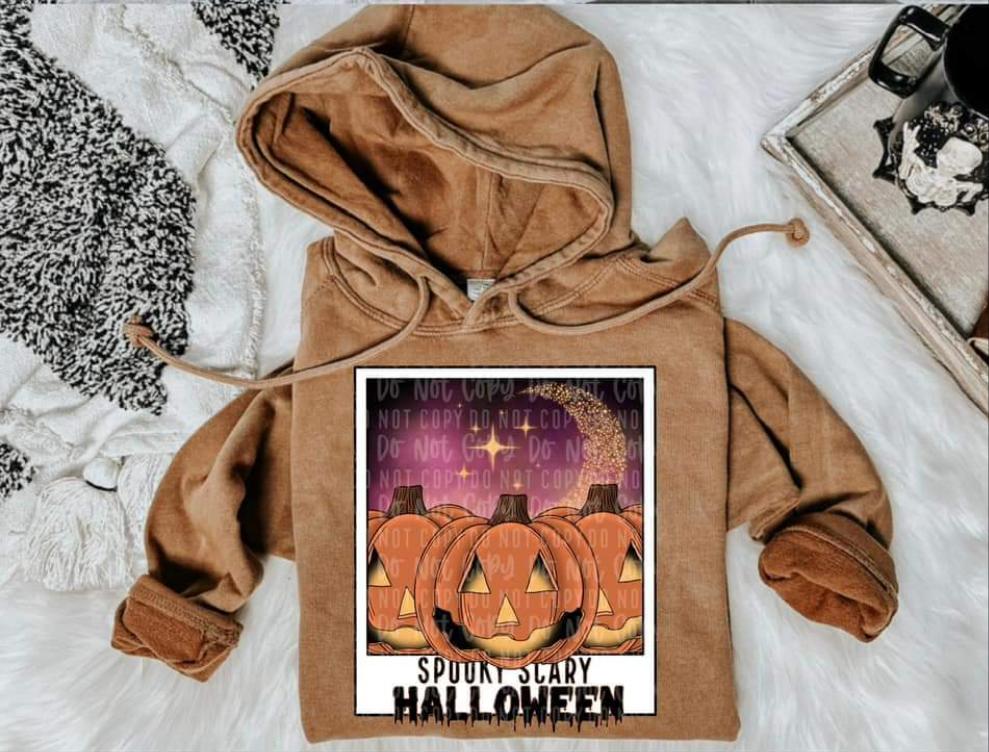 Spooky scary halloween (photo of pumpkins at night) 2531 DTF TRANSFER