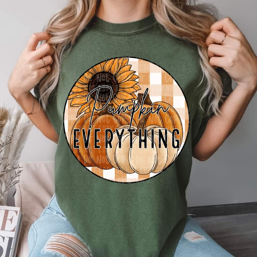 Pumpkin everything (plaid circle with pumpkins and sunflower) 2534 DTF TRANSFER
