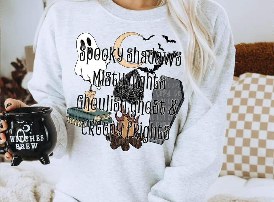 Spooky shadows, misty nights, ggoulish ghost & creepy frights 2538 DTF TRANSFER