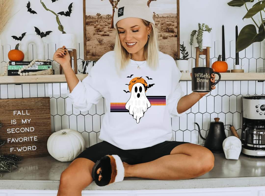 Ghost with retro lines and bats 2495 DTF TRANSFER