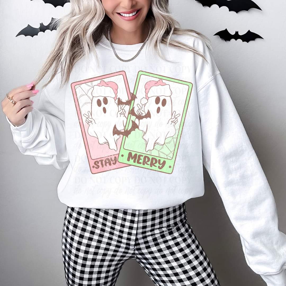 stay merry Christmas ghost cards 9179 DTF TRANSFER