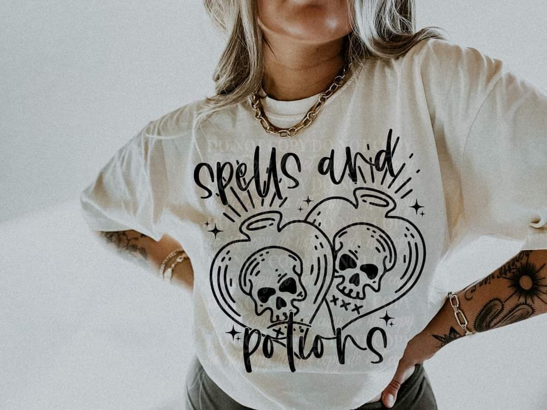 spells and potions (skellies in potions) black 9999 DTF TRANSFER