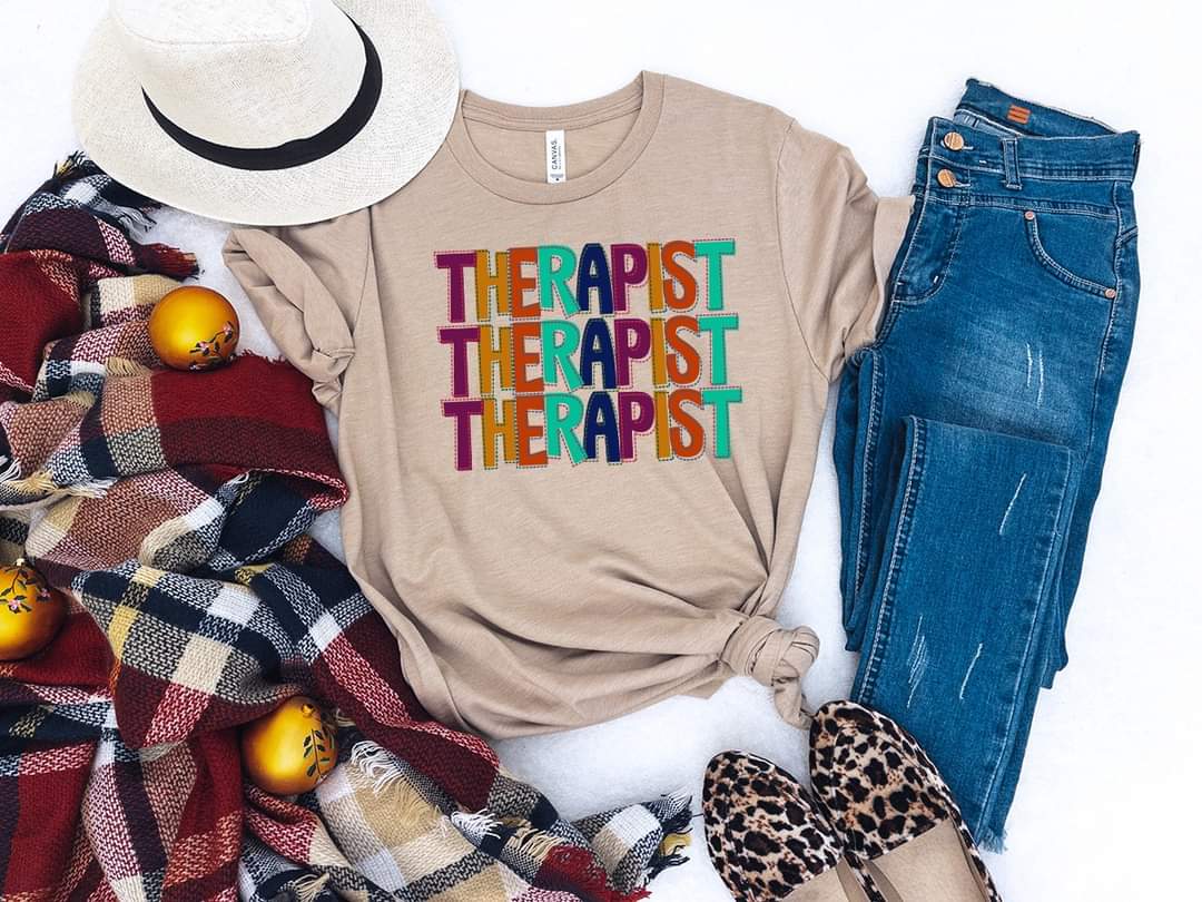 Therapist stacked (multi color lettering) 9107 DTF TRANSFER