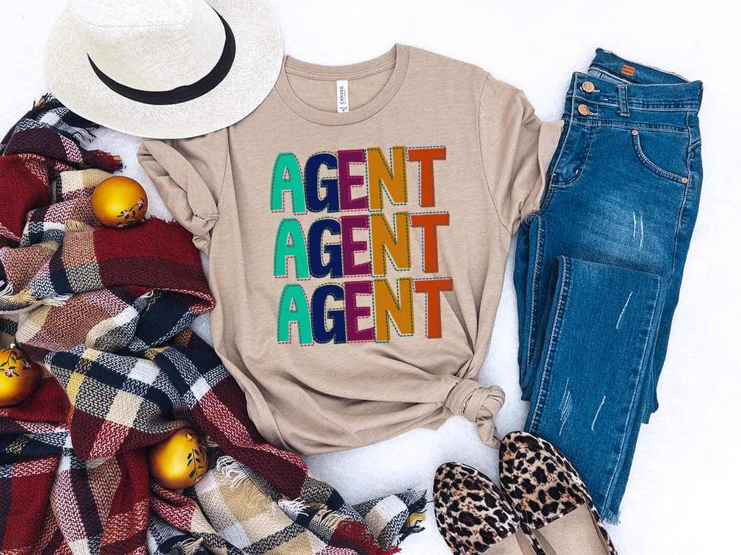 Agent stacked (multi color lettering) 9111 DTF TRANSFER