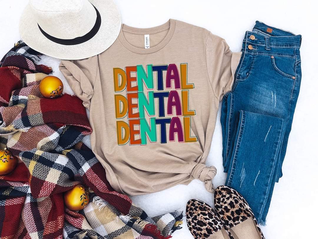 Dental stacked (multi color lettering) 9116 DTF TRANSFER