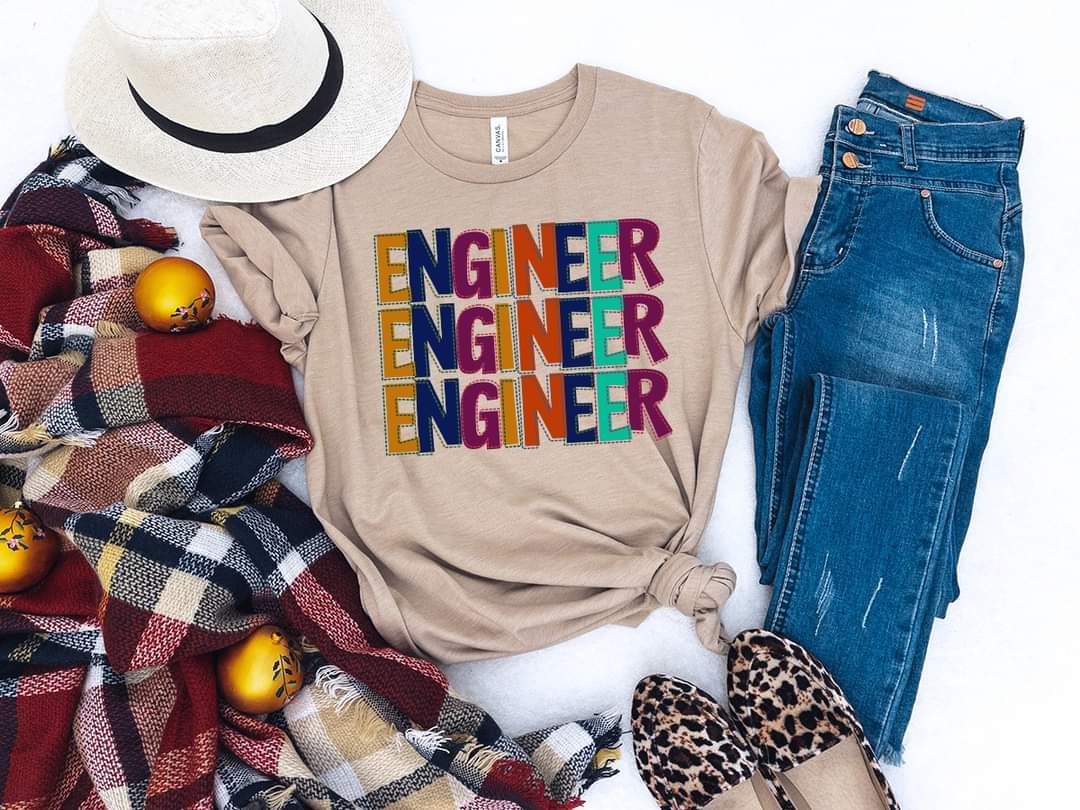 Engineer stacked (multi color lettering) 9118 DTF TRANSFER