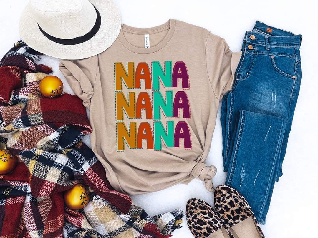 Nana stacked (multi color lettering) 9123 DTF TRANSFER