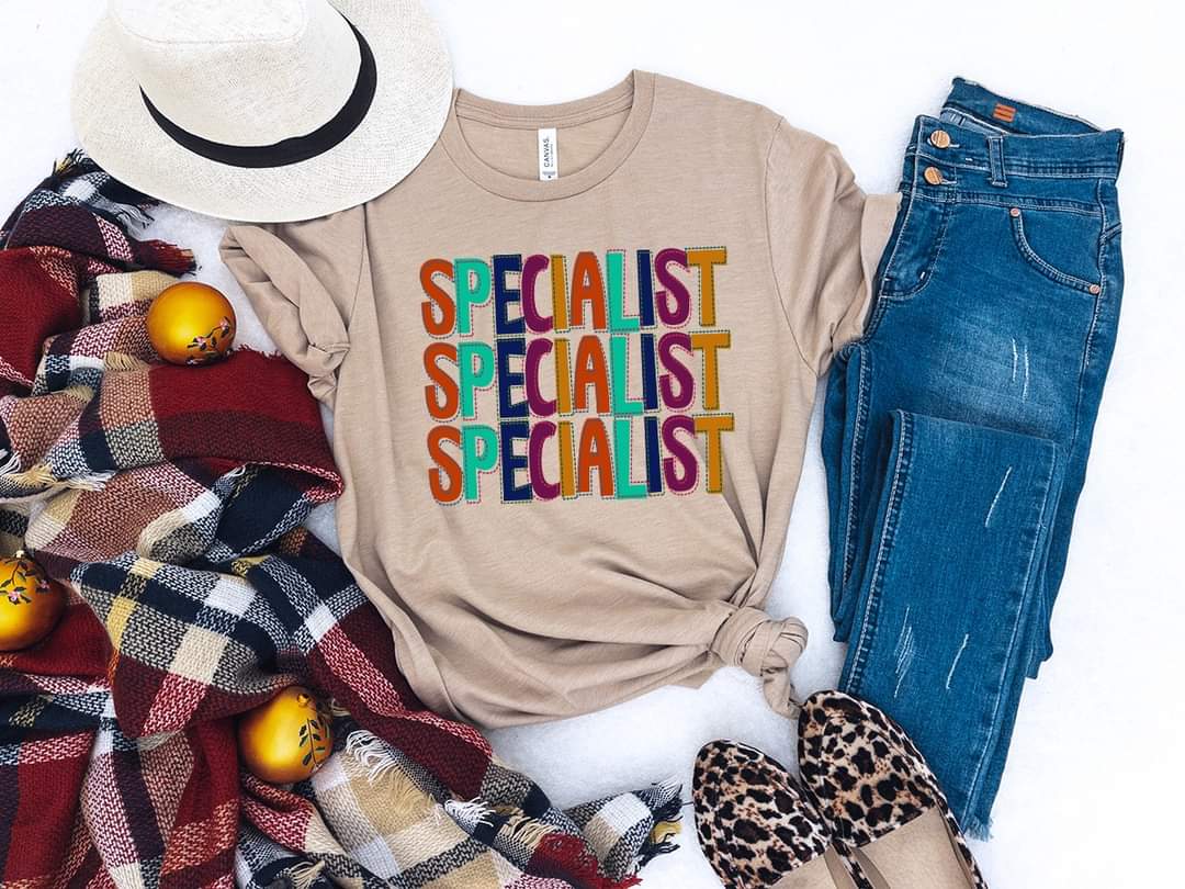 Specialist stacked (multi color lettering) 9128 DTF TRANSFER