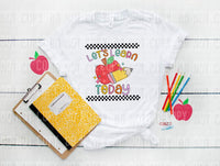 Lets learn today (multi color writing, checkered, apple and pencil) 9139 DTF TRANSFER