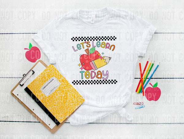Lets learn today (multi color writing, checkered, apple and pencil) 9139 DTF TRANSFER