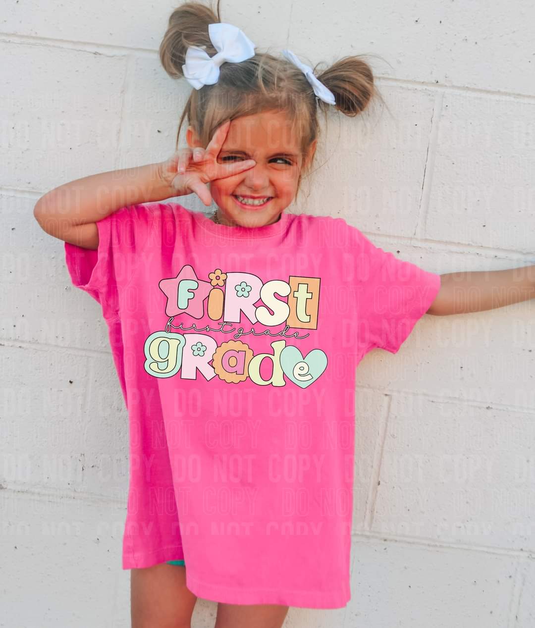 First grade (groovy pastel writing) 9152 DTF TRANSFER