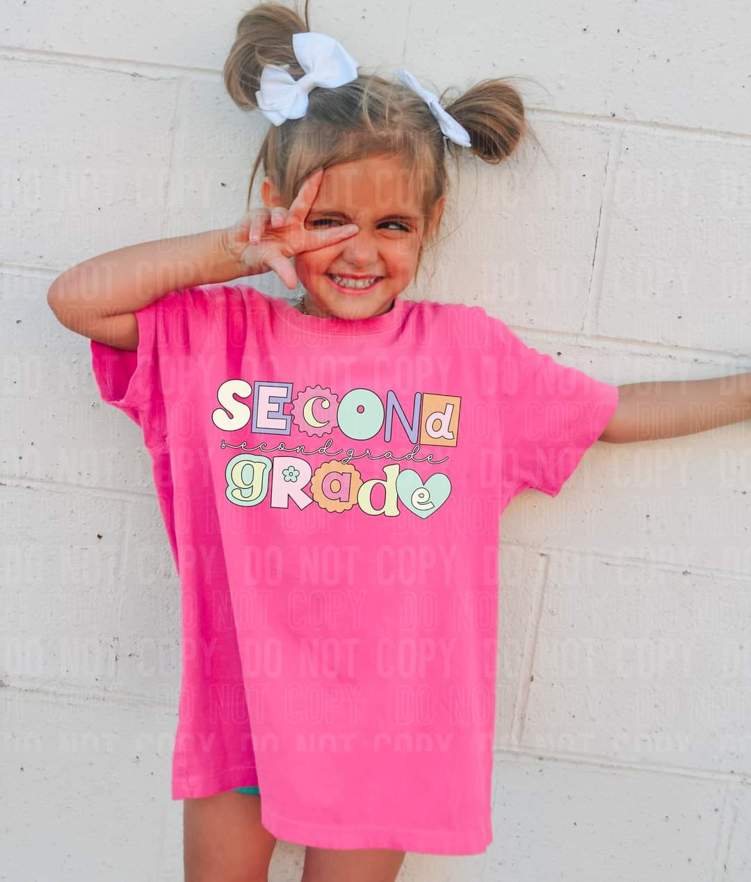 Second grade (groovy pastel writing)  DTF TRANSFER