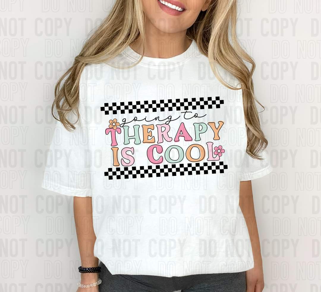 Going to therapy is cool checkered 720 DTF TRANSFER