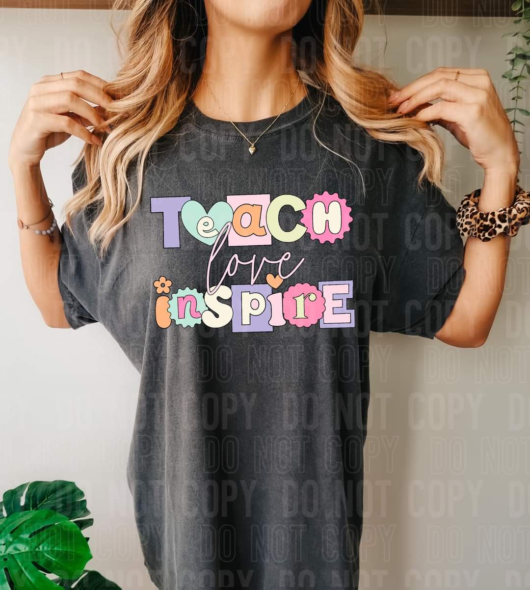 Teach love inspire (goovy pastel) 9167 DTF TRANSFER