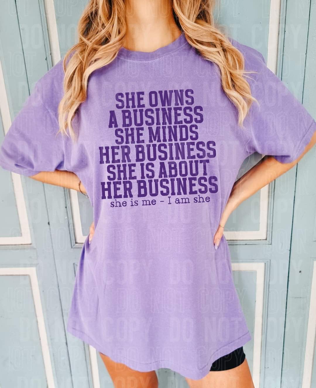 She owns a business she minds her business she is about her business purple 729 DTF TRANSFER
