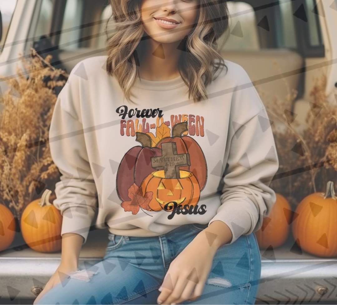 Forever fall-o-ween jesus (three pumpkins with cross) 9101 DTF TRANSFER
