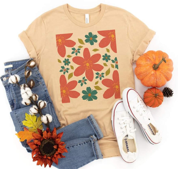 fall floral square 750 DTF TRANSFER
