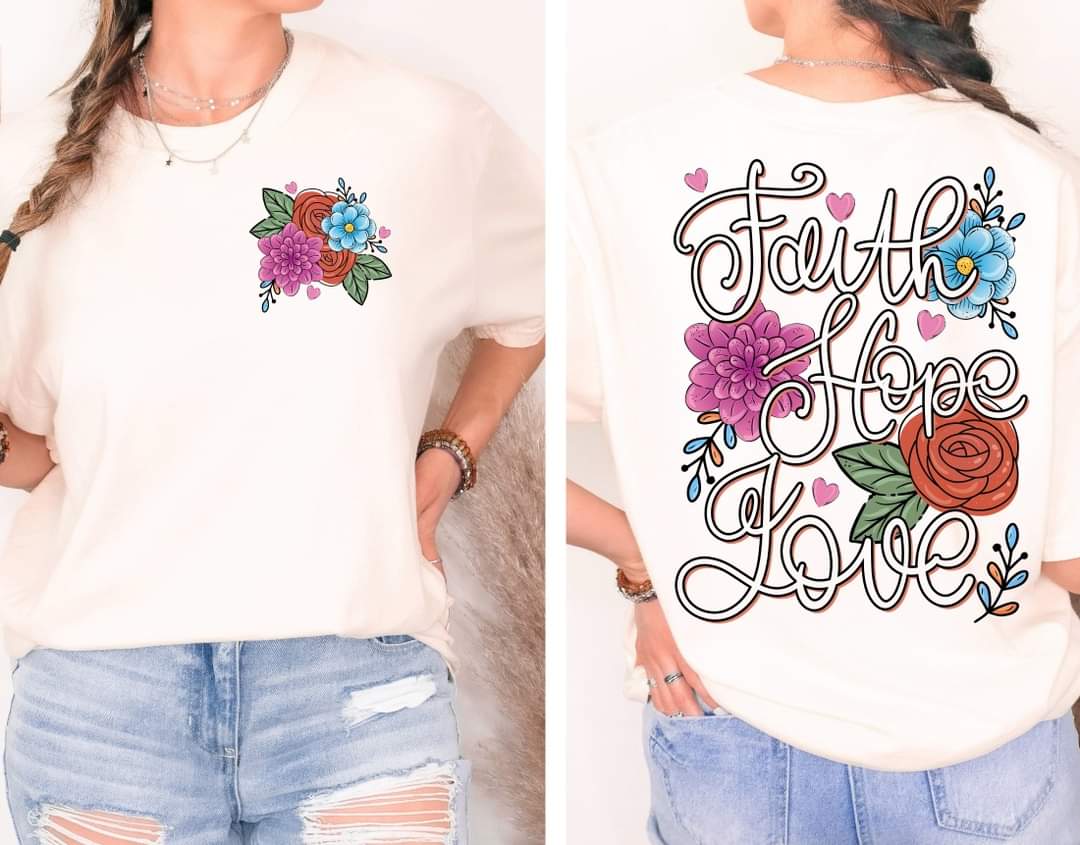 Faith hope love floral POCKET (no words) 754 DTF TRANSFER