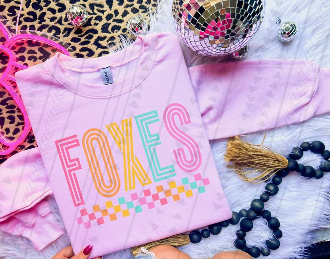 Foxes colorful retro 43347 DTF transfer