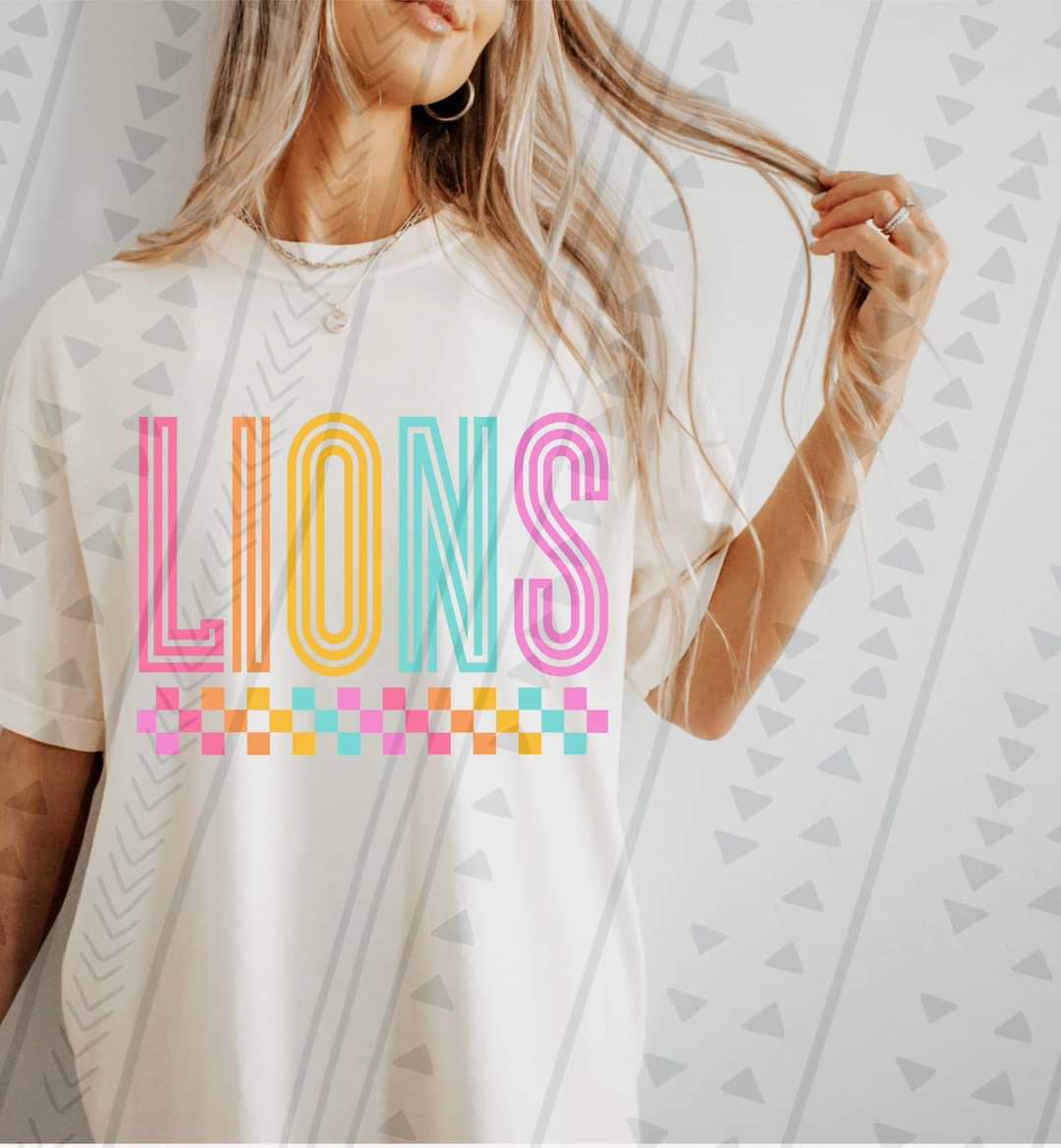 Lions colorful retro 43312 DTF transfer