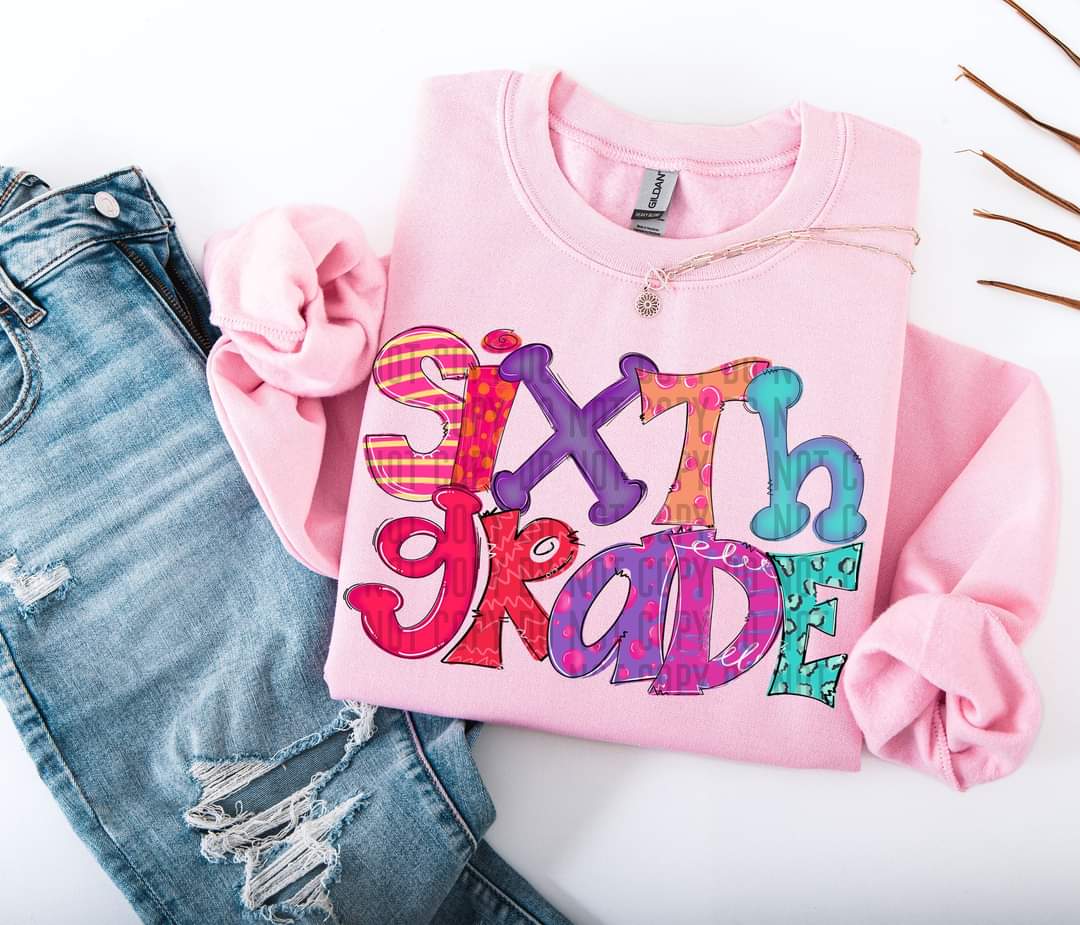 Doodle Sixth Grade 71469 DTF transfer