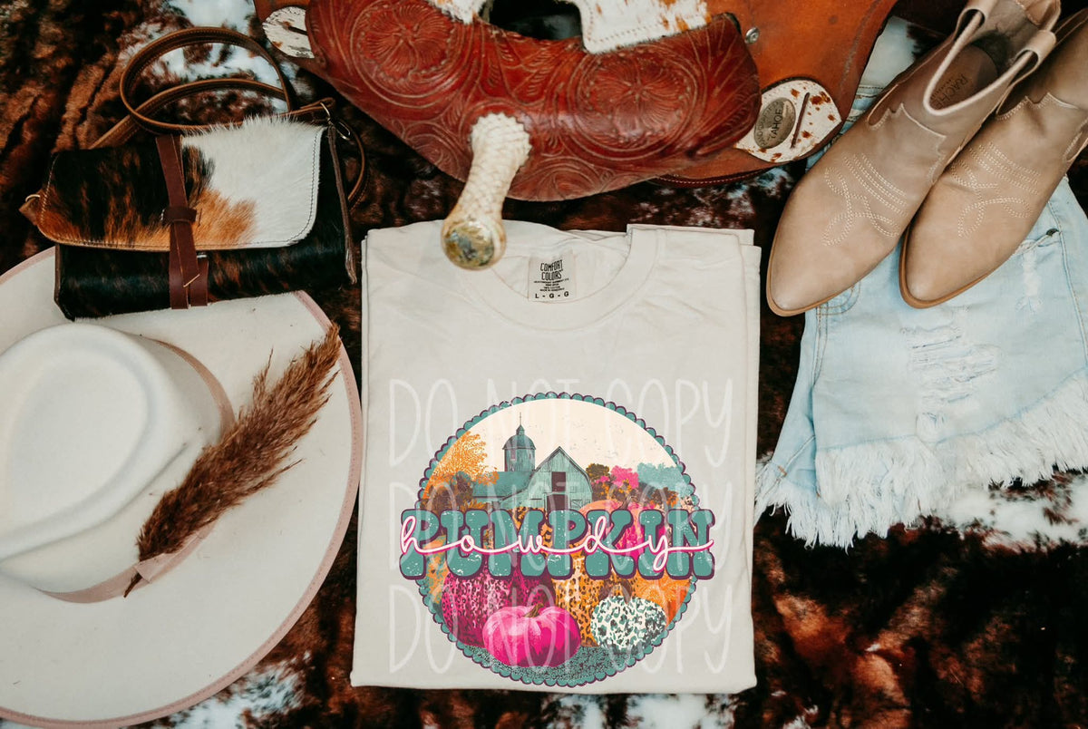 Howdy pumpkin circle (PH) 107572 DTF transfer