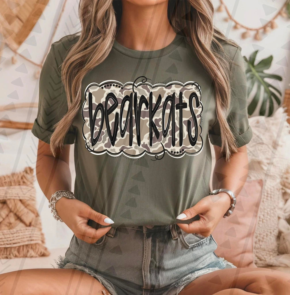 Bearkats camo black font tgg DTF transfer