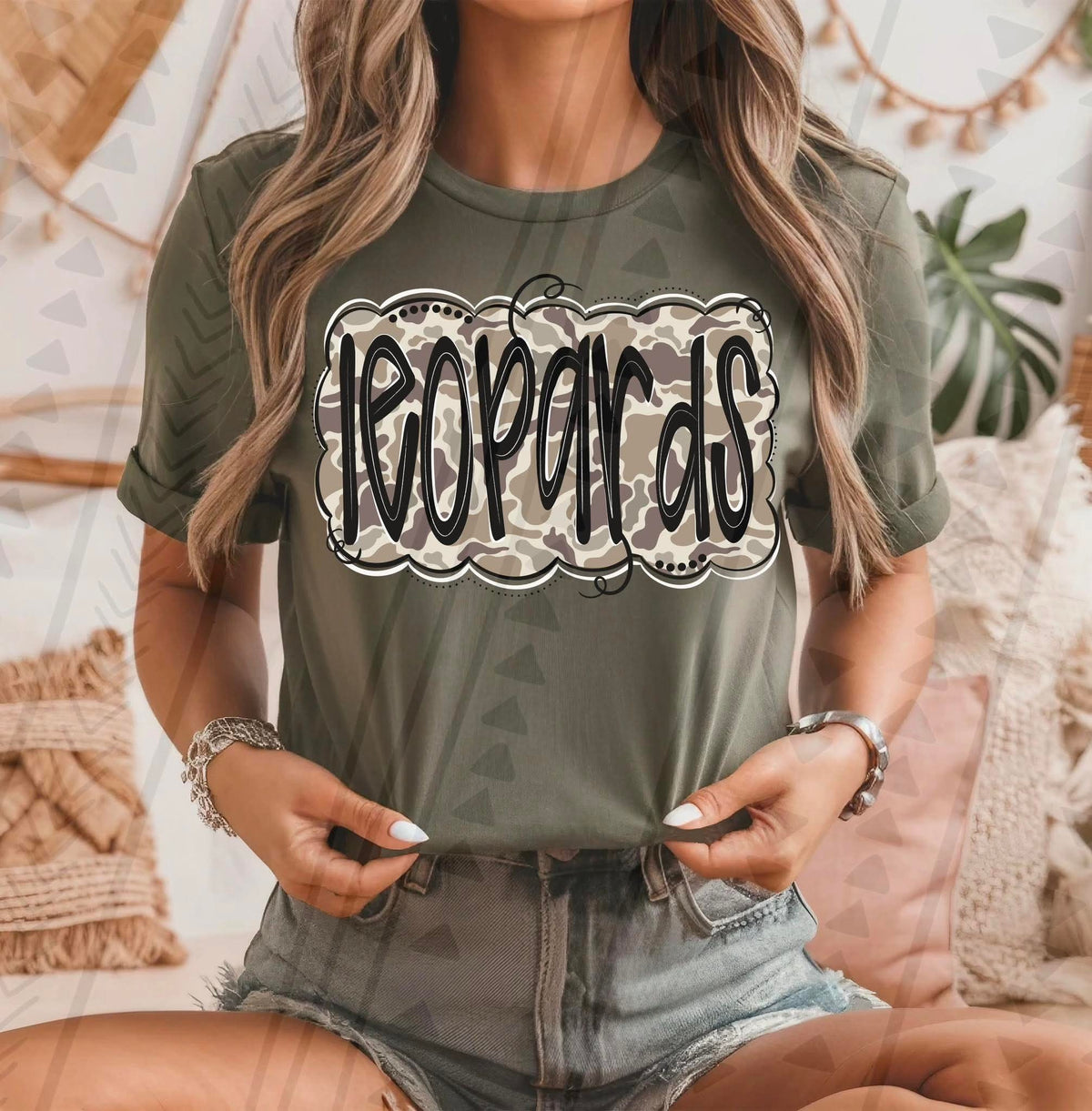 Leopards camo black font tgg DTF transfer