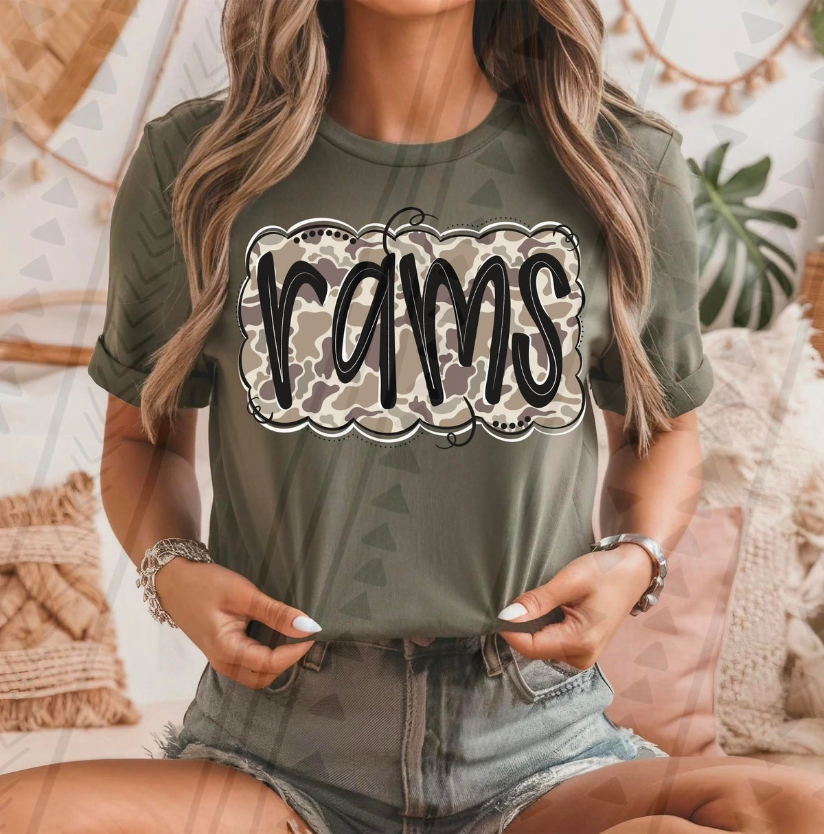 Rams camo black font tgg DTF transfer
