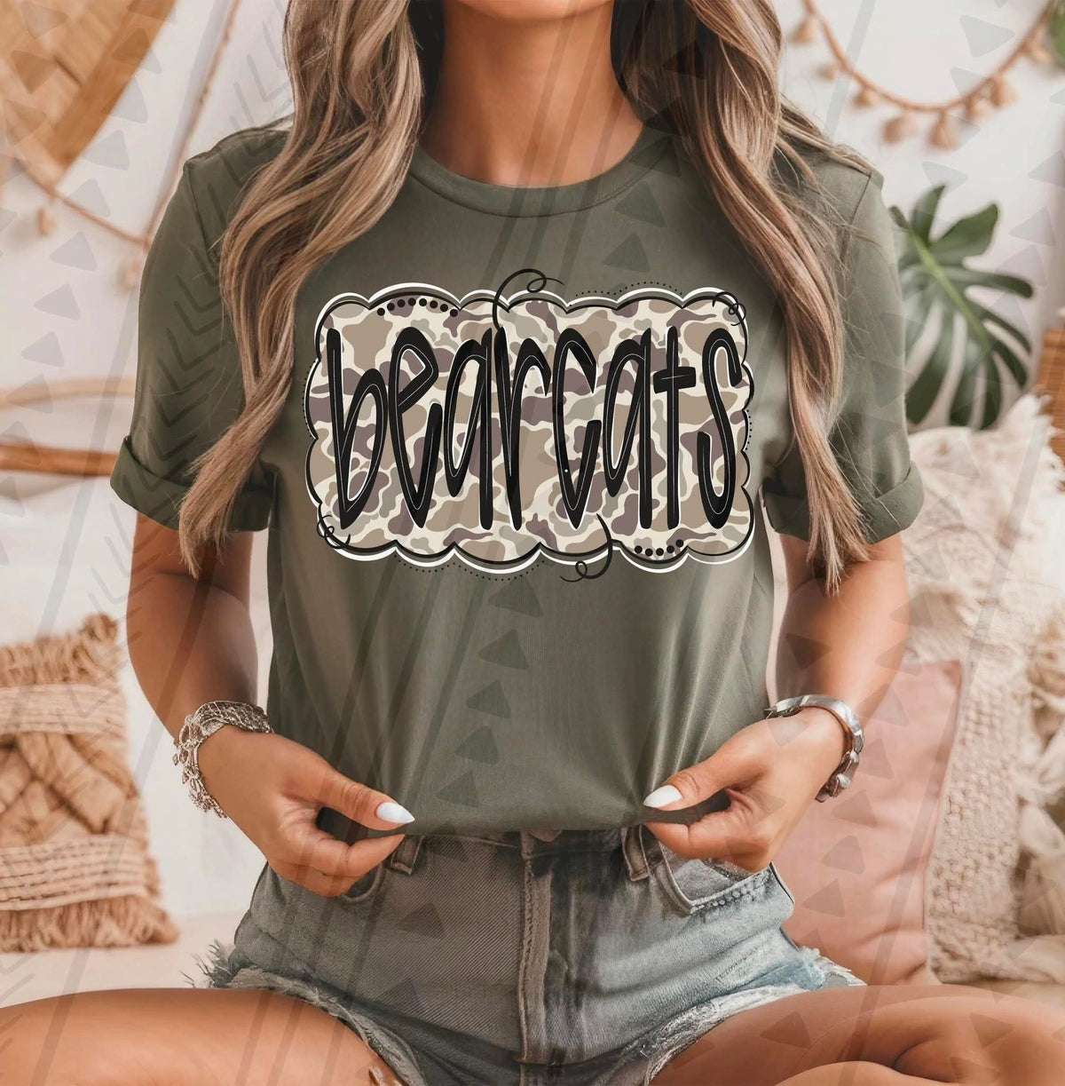 Bearcats camo black font tgg DTF transfer
