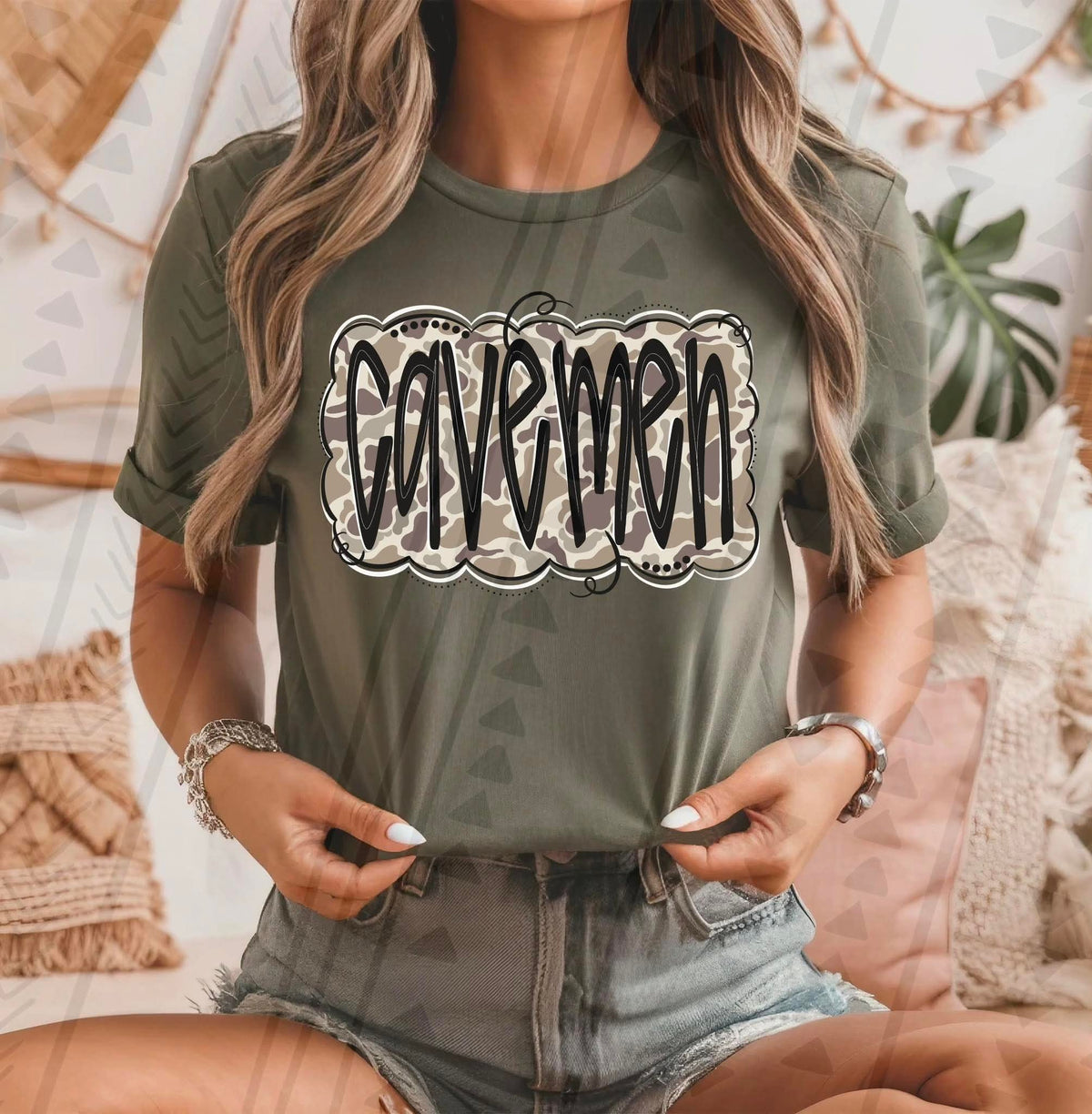 cavemen camo black font tgg DTF transfer (Copy) (Copy)