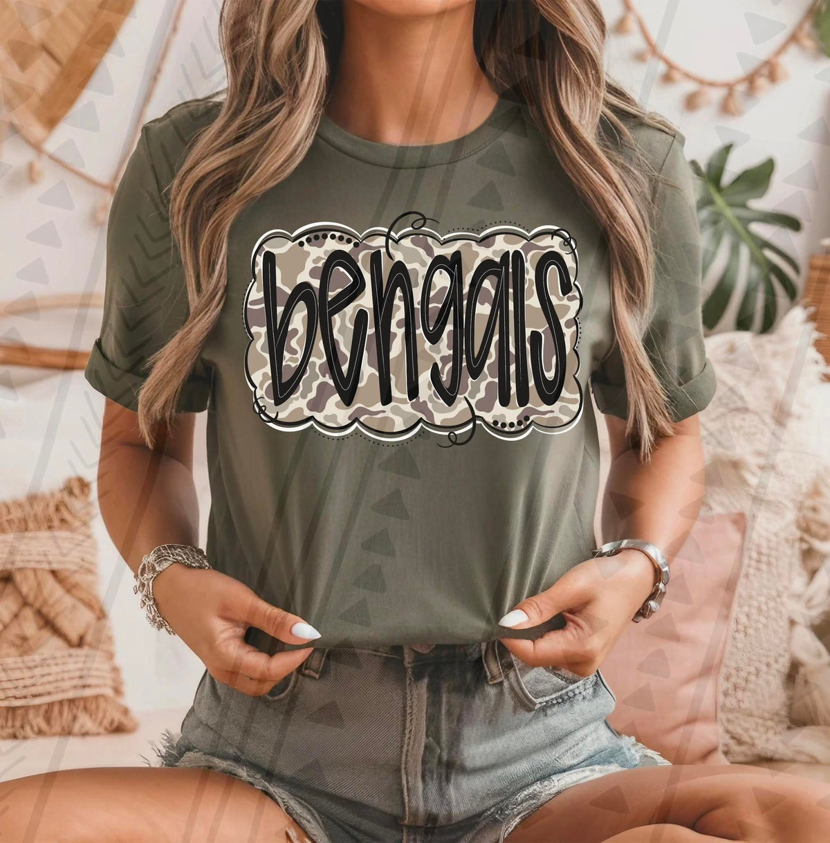 bengals camo black font tgg DTF transfer