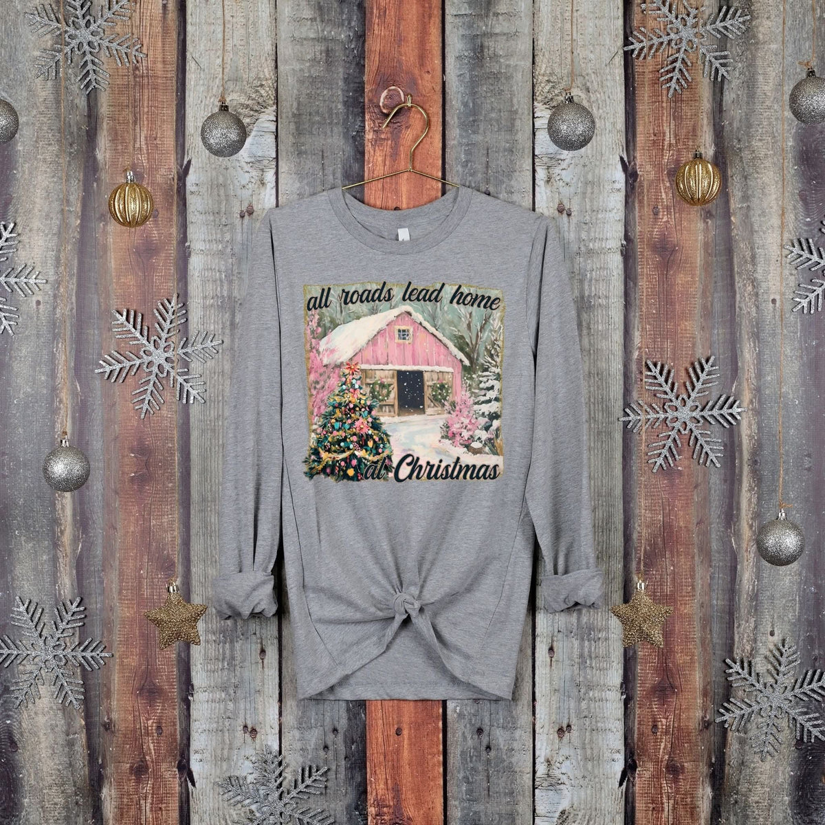 All Roads Lead Home At Christmas Pink Barn (S&G) DTF Transfer