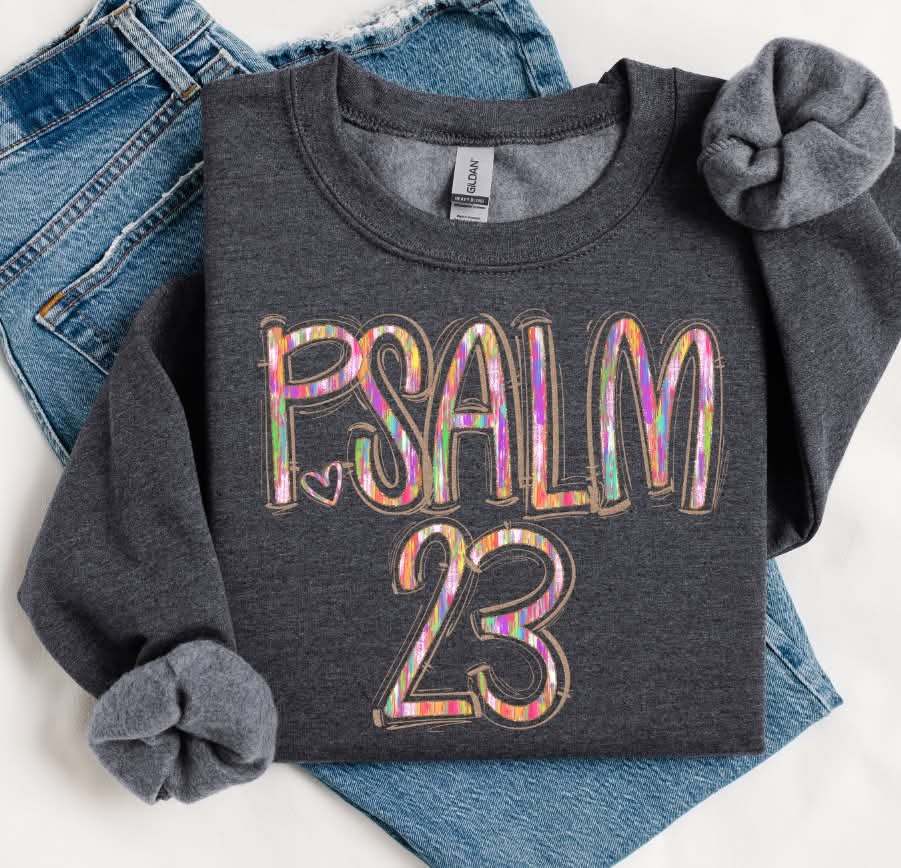 Colorful Psalm 23 with heart (S&G) DTF Transfer