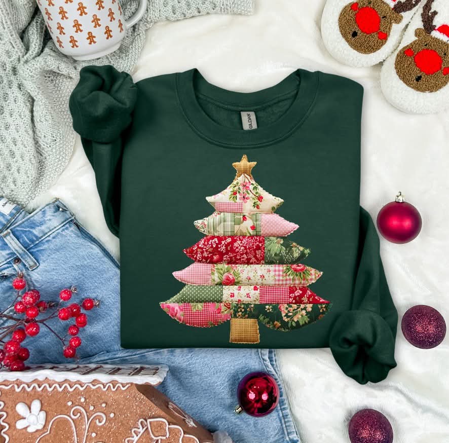 Patchwork Christmas Tree (S&G) DTF Transfer