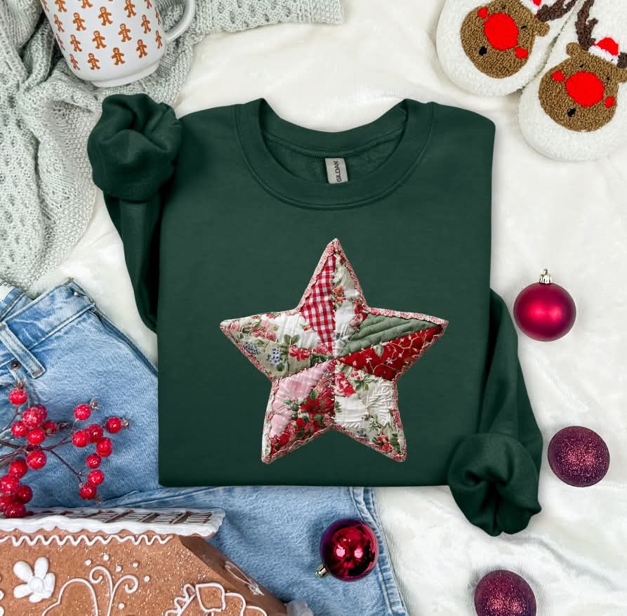 Patchwork Christmas Star (S&G) DTF Transfer