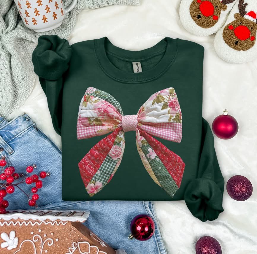 Patchwork Christmas Bow (S&G) DTF Transfer