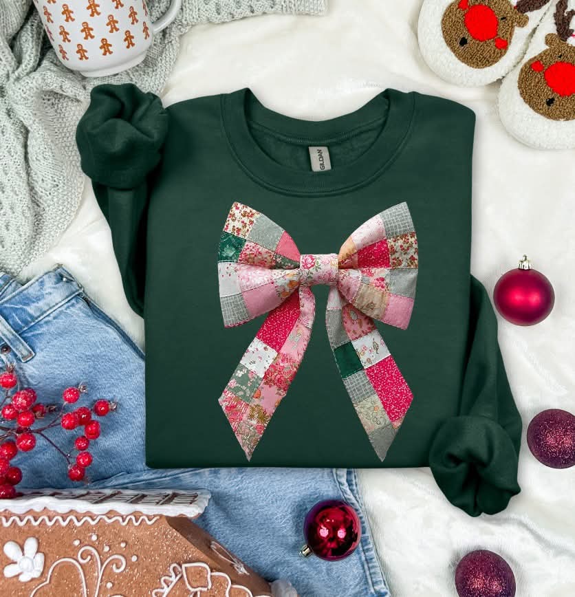 Patchwork Variation Christmas Bow (S&G) DTF Transfer