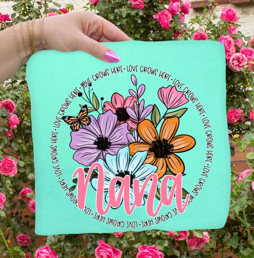 Nana florals in circle (S&G) DTF Transfer