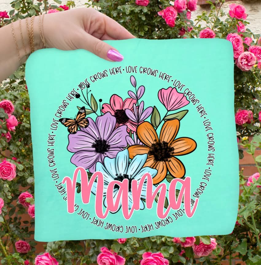 Mama florals in circle (S&G) DTF Transfer