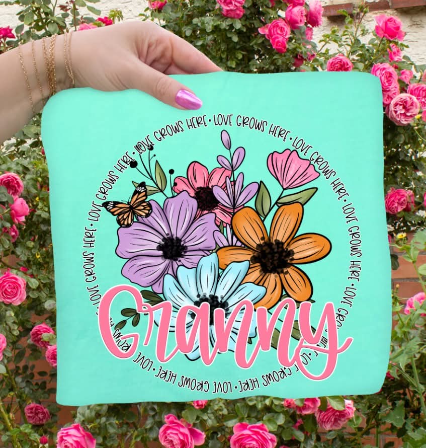 Granny florals in circle (S&G) DTF Transfer